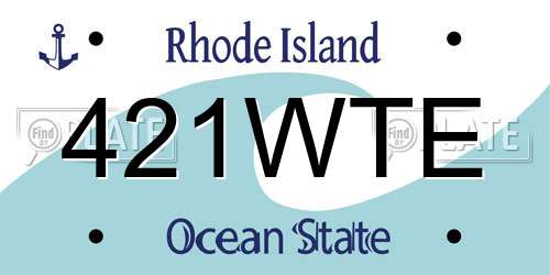 421WTE Rhode Island License Plate
