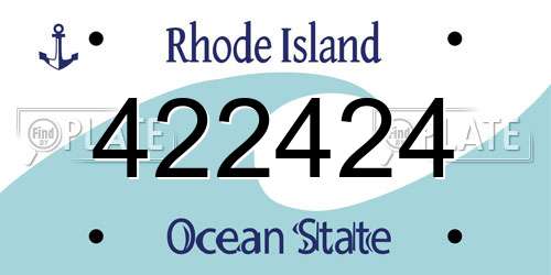 422424 Rhode Island License Plate