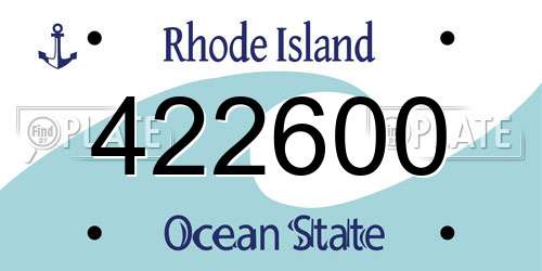 422600 Rhode Island License Plate
