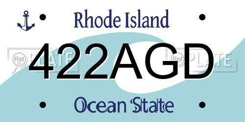 422AGD Rhode Island License Plate
