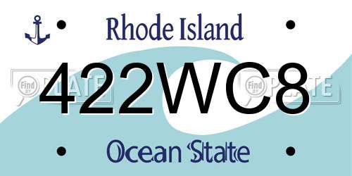 422WC8 Rhode Island License Plate