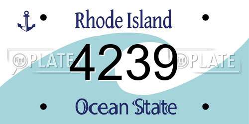 4239 Rhode Island License Plate
