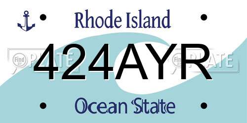 424AYR Rhode Island License Plate