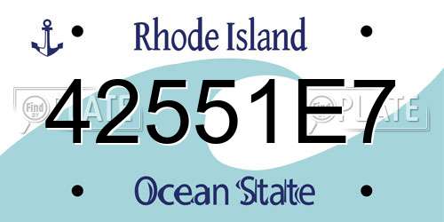 42551E7 Rhode Island License Plate