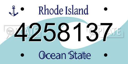 4258137 Rhode Island License Plate