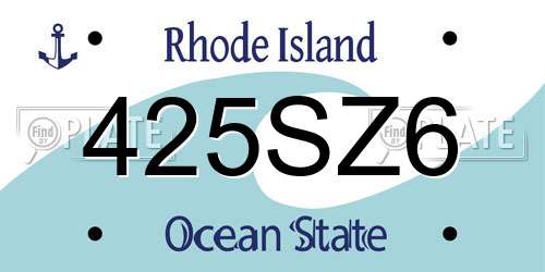 425SZ6 Rhode Island License Plate