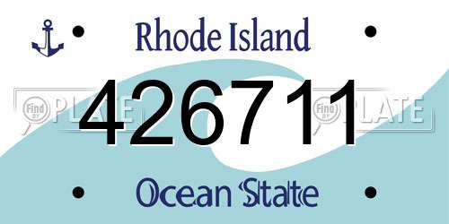 426711 Rhode Island License Plate