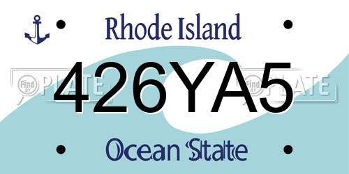 426YA5 Rhode Island License Plate