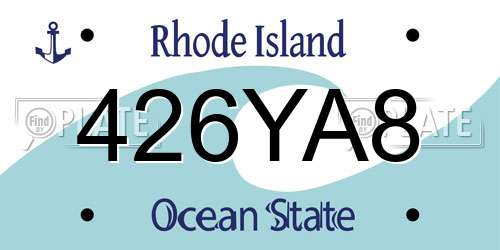 426YA8 Rhode Island License Plate