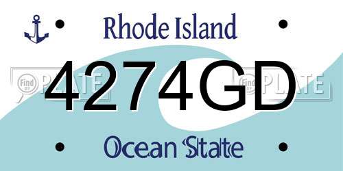 4274GD Rhode Island License Plate