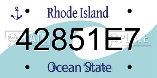 42851E7 Rhode Island License Plate