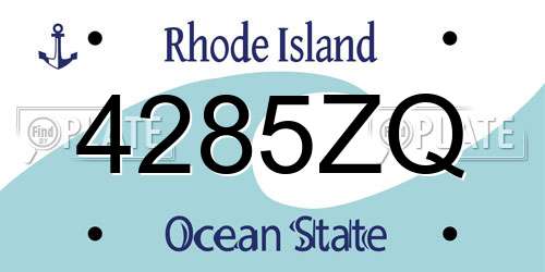 4285ZQ Rhode Island License Plate