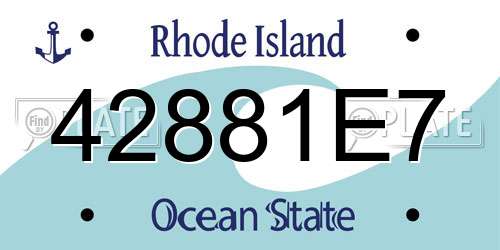 42881E7 Rhode Island License Plate