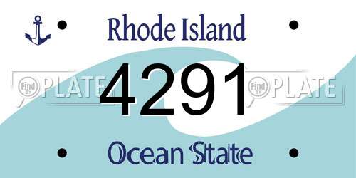 4291 Rhode Island License Plate