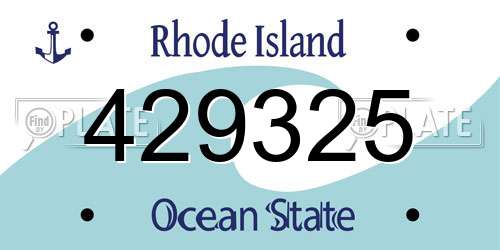429325 Rhode Island License Plate