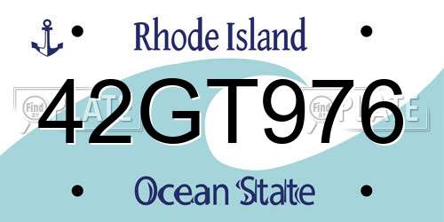 42GT976 Rhode Island License Plate