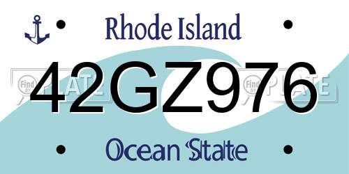 42GZ976 Rhode Island License Plate