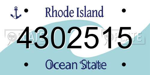 4302515 Rhode Island License Plate