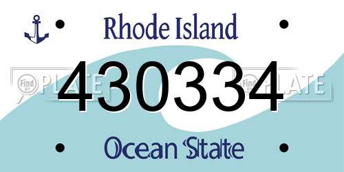 430334 Rhode Island License Plate