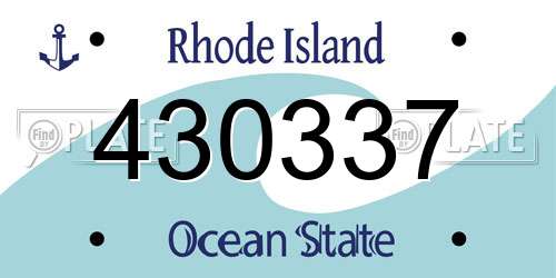 430337 Rhode Island License Plate