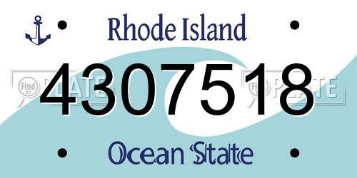 4307518 Rhode Island License Plate