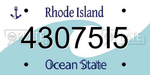 43075I5 Rhode Island License Plate
