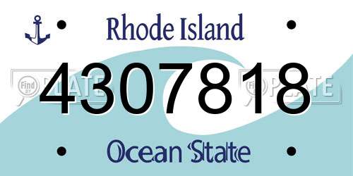 4307818 Rhode Island License Plate