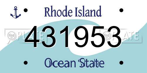 431953 Rhode Island License Plate