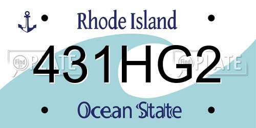 431HG2 Rhode Island License Plate