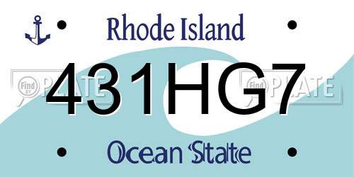 431HG7 Rhode Island License Plate