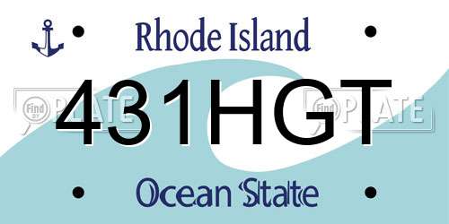 431HGT Rhode Island License Plate