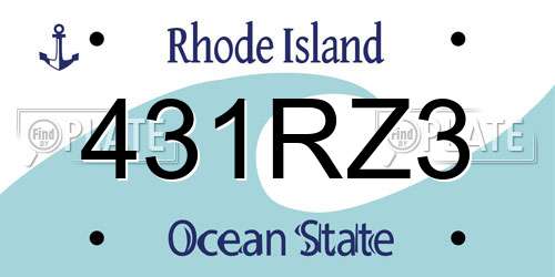 431RZ3 Rhode Island License Plate