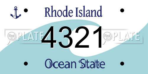 4321 Rhode Island License Plate