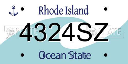4324SZ Rhode Island License Plate