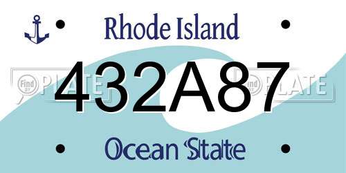 432A87 Rhode Island License Plate
