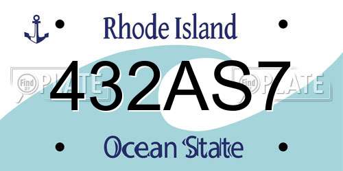 432AS7 Rhode Island License Plate