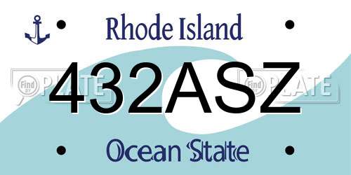 432ASZ Rhode Island License Plate