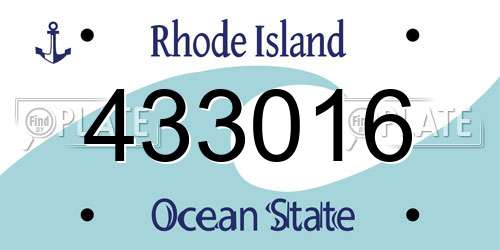 433016 Rhode Island License Plate