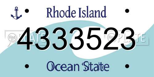 4333523 Rhode Island License Plate