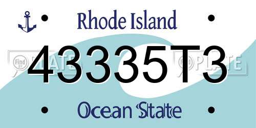 43335T3 Rhode Island License Plate