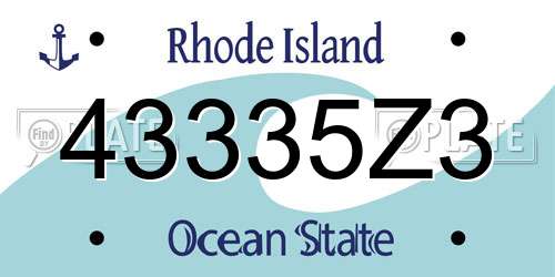 43335Z3 Rhode Island License Plate