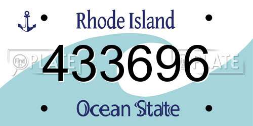 433696 Rhode Island License Plate