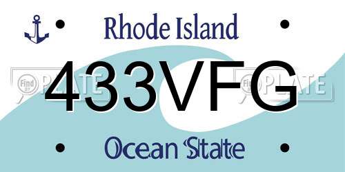 433VFG Rhode Island License Plate