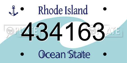 434163 Rhode Island License Plate