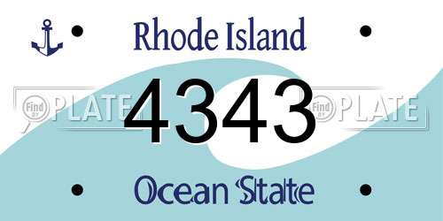 4343 Rhode Island License Plate
