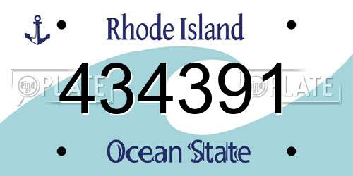 434391 Rhode Island License Plate