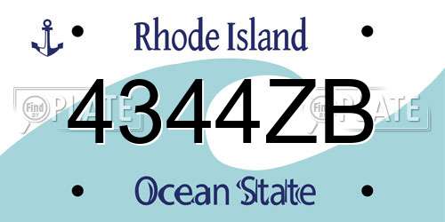 4344ZB Rhode Island License Plate