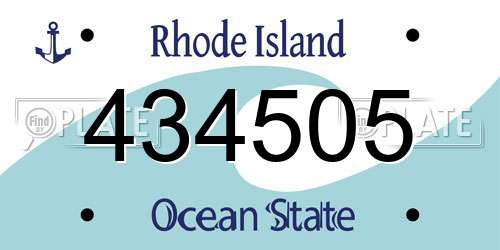 434505 Rhode Island License Plate