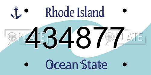 434877 Rhode Island License Plate