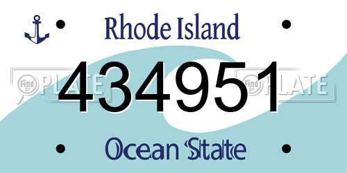 434951 Rhode Island License Plate